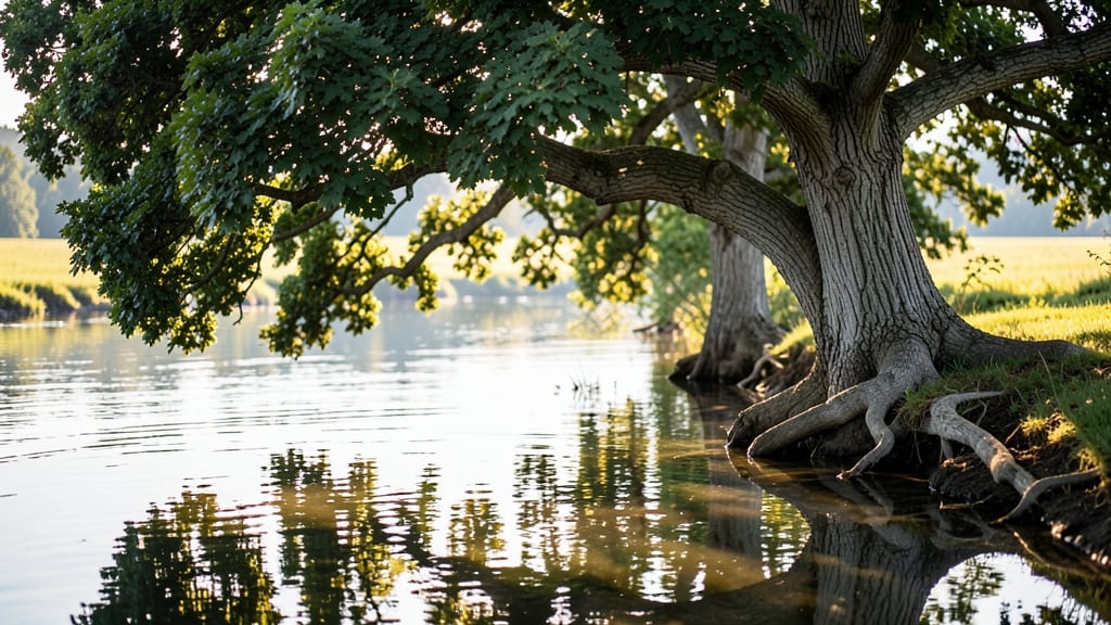Oak Tree by River: Pacific Northwest’s Elegant Riparian Anchor